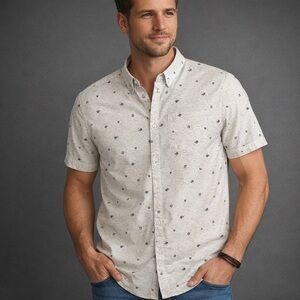 Prana Men's XL Button Down Shirt Organic  Short sleeve Slim Fit Casual